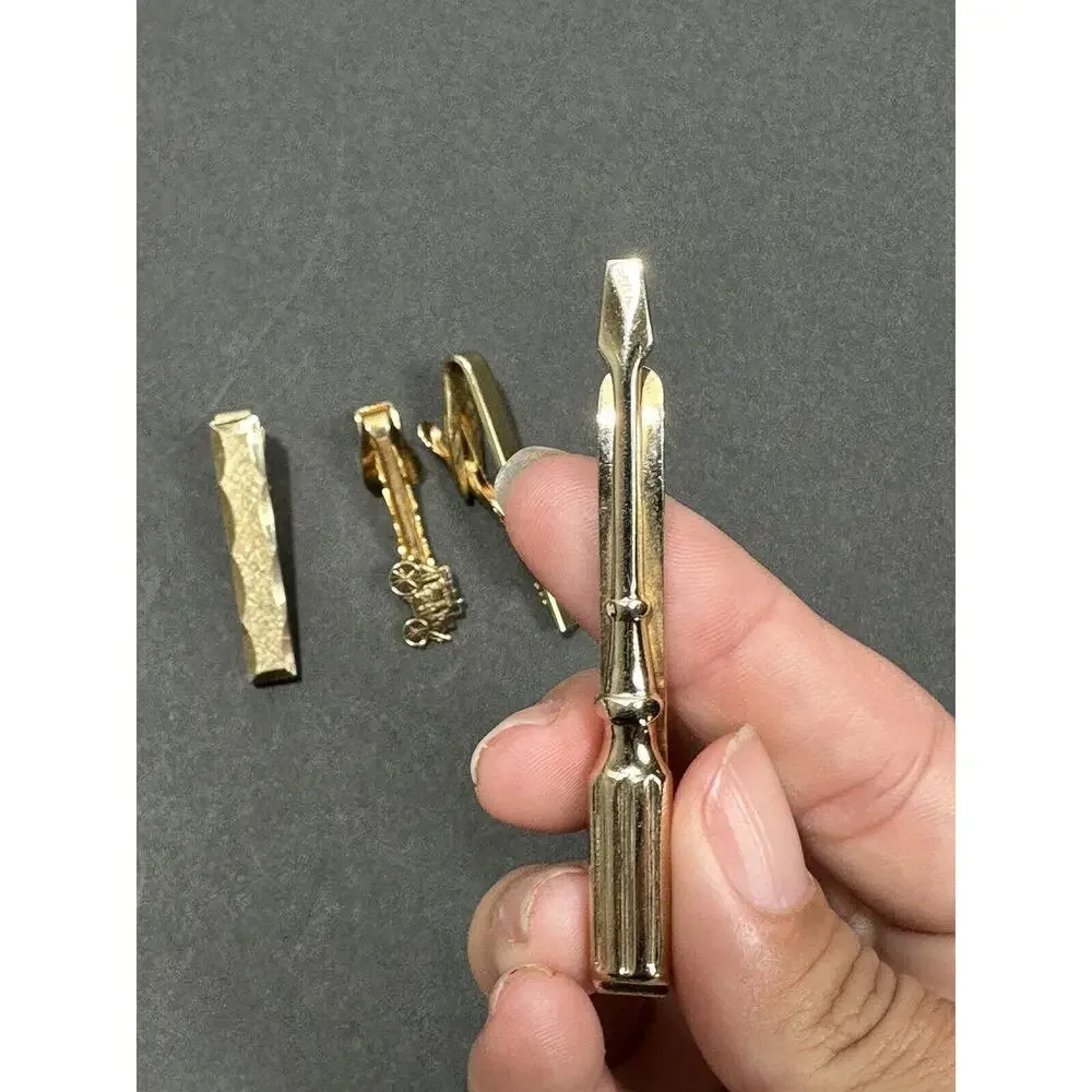 Lot Of‎ 4 Vintage Tie Clip Bar Clasp Gold Tone Stone Small Arson & More